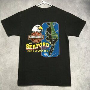 Harley Davidson Seaford Delaware Black‎ T Shirt Adult Mens size Medium Eagle Tee